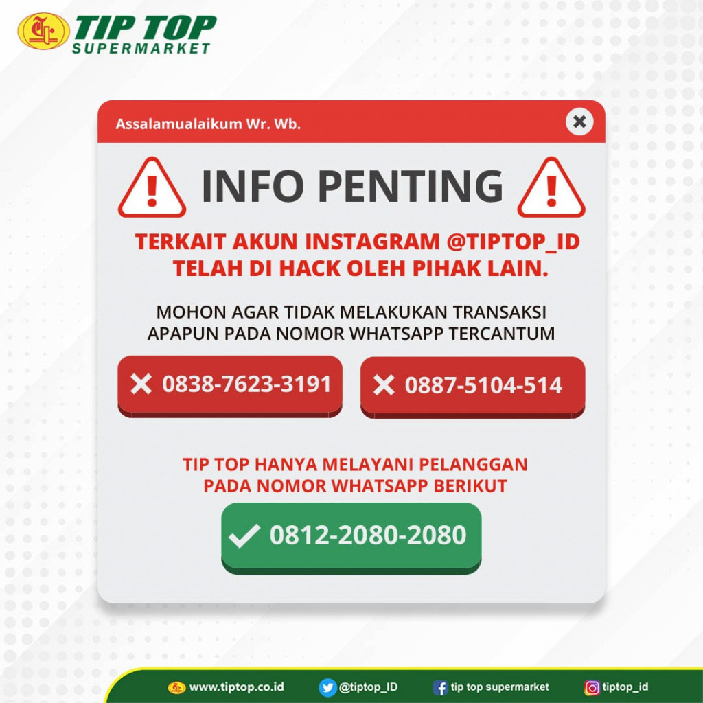 Informasi Akun Social Media IG TIP TOP