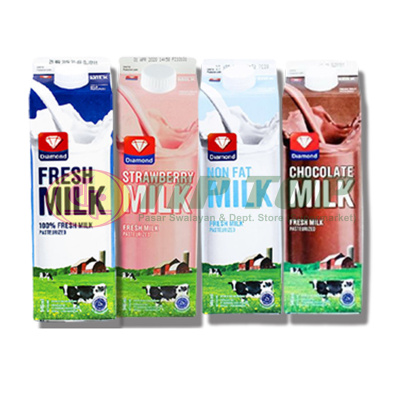 Diamond Fresh Milk Plain, Strawberry, Non Fat, Chocolate 946ml