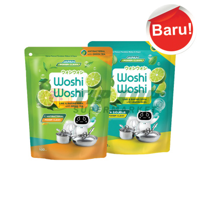 Woshi Woshi Dishwash Lime Lemon Basil, Green Tea Refill 100ml