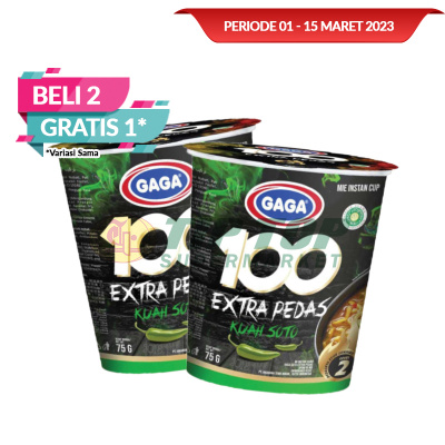 Gaga Mie 100 Extra Pedas Cup Kuah Soto 75gr