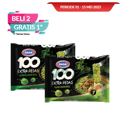 Gaga Mie 100 Mie Extra Pedas Goreng Habanero, Kuah Habanero