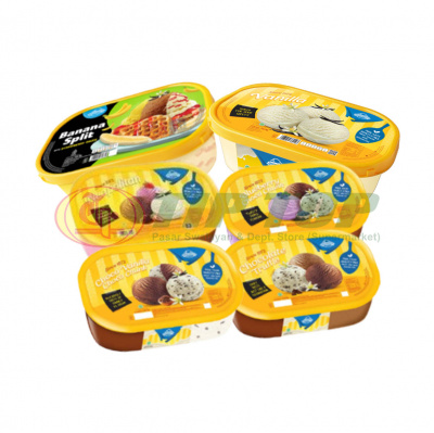 CAMPINA Es Krim Banana Split, Vanilla, Neopolitan, Blueberry Choco Chunk, Choco Van Chunk, Chocolate Truffle 700ml
