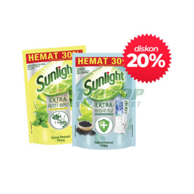 Sunlight Diswash Extra Anti Bau / Higienis Refill 650ml