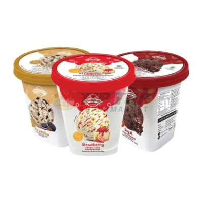 Campina Es Krim Tiramisu, Royal Choco Brownies, Strawberry Cheese 350ml