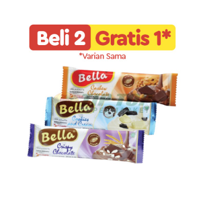 Bella Premium Cashew Chocolate 45gr/Cookies and Cream/Crispy Chocolate 50gr