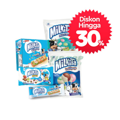Milkita Milky Bar Rice Colorful Crunch Original Milk Box 5x15gr/Milk Candy Assorted Bag 105gr/Milk Candy Assorted Lollipop Bag 108gr/Candy Bites 24gr/Milky Bar Rice Colorful Crunch Original Milk 15gr
