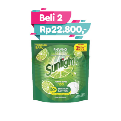 Sunlight Dish Wash Jeruk Nipis Pouch 910gr