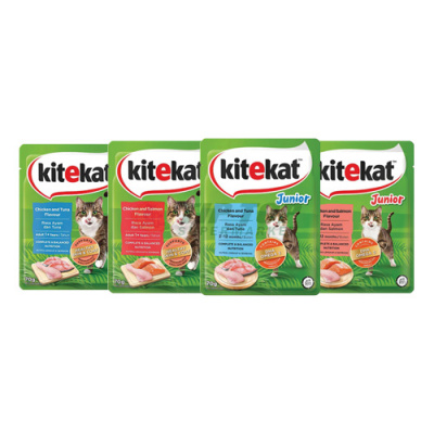 Kitekat Cat Wet Food Chicken and Tuna/Salmon Flavour Pouch 70gr/Cat Wet Food Junior Chicken and Tuna/Salmon Flavour Pouch 70gr
