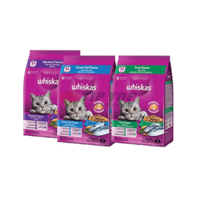 Whiskas Cat Food Mackerel/Ocean Fish/Tuna Flavour Adult Pocket 1.2kg