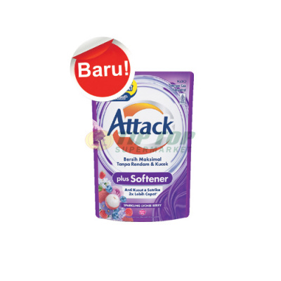 Attack Detergen Plus Softener Sparkling Lychee Berry Refill 1.2ltr