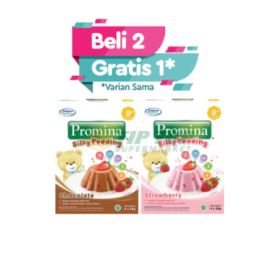 Promina Pudding Baby 9 Bulan Ke Atas Silky Pudding Chocolate/Strawberry Box 100gr