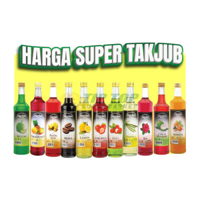 Marjan Boudoin Sirup Melon/Fruit Punch/Pisang Susu/Moka/Lemon/Strobari/Leci/Vanilla/Ros/Cocopandan/Markisa 460ml
