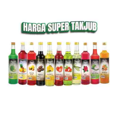 Marjan Boudoin Sirup Melon/Fruit Punch/Pisang Susu/Moka/Lemon/Strobari/Leci/Vanilla/Ros/Cocopandan/Markisa 460ml