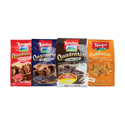 Loacker Quadratini Napolitaner/Chocolate/Cocoa & Milk/Peanut Butter 125gr