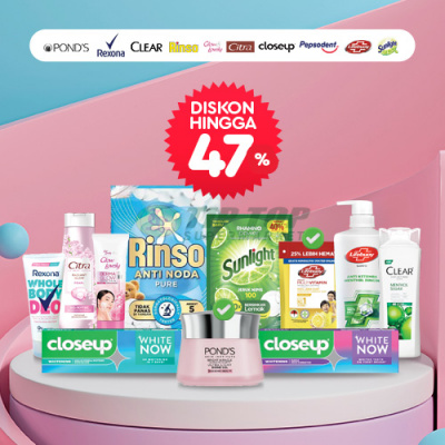 Ponds/Rexona/Lifebuoy/Lux/Pepsodent/Glow & Lovely/Citra/Clear/Close Up/Sunlight/Rinso Aneka Produk Perawatan Tubuh, Pencuci Piring & Pembersih Pakaian *Varian Tertentu