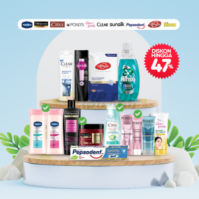 Vaseline/Tresemme/Citra/Pond's/Glow&Lovely/Clear/Sunsilk/Pepsodent/Lifebuoy/Rinso Aneka Produk Perawatan Tubuh & Detergent *Varian Tertentu